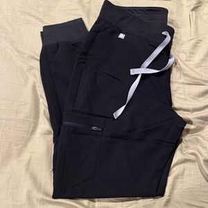 Figs Black Jogger Sweatpants with Gray Drawstring